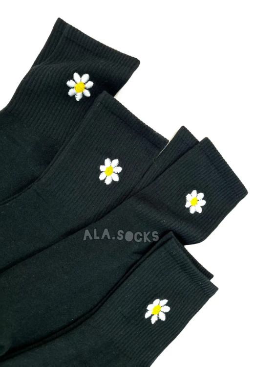 جوراب ساقدار زنانه مشکی بابونه