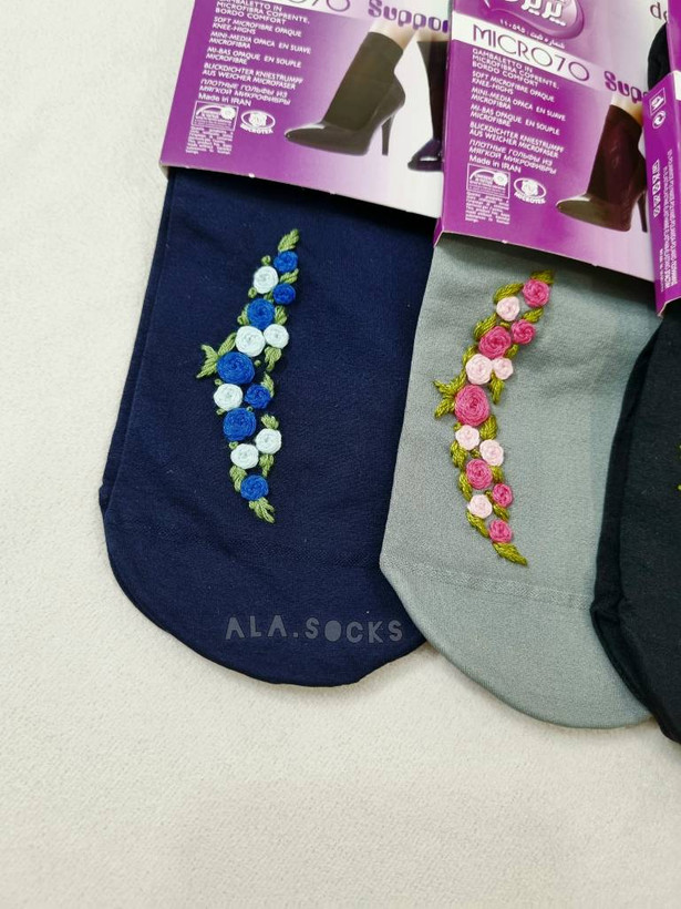 جوراب دو ربع پریزن ضخامت ۷۰ گلدوزی شده